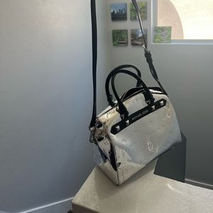 Michael Kors Kara Duffle Mirror Metallic Satchel Shoulder Bag